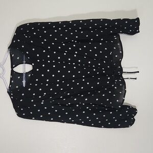 Elodie Long Sleeve Black & White Polka Dot Blouse XL